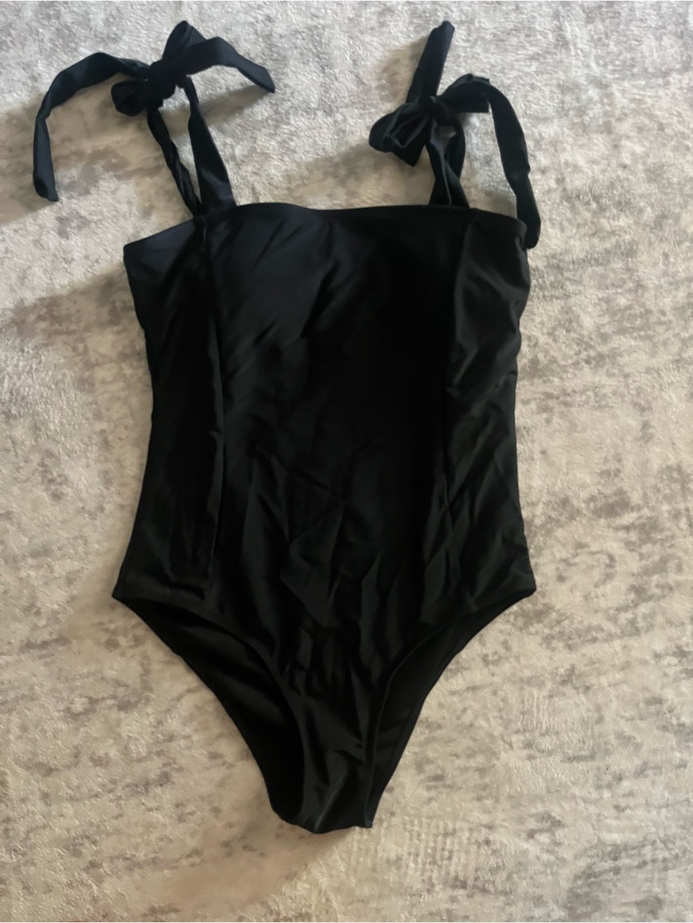 woman’s medium Black One-Piece Swimsuit with Tie Straps